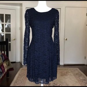DVF Krissy Navy Lace Mini Dress